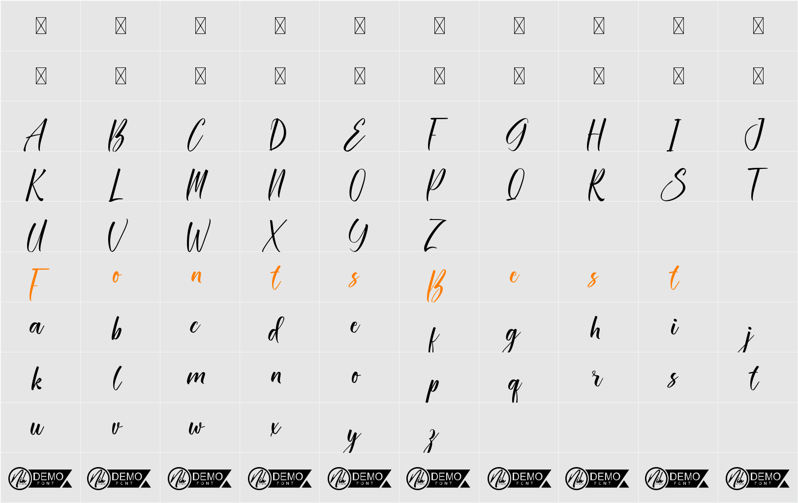 Swarthmore Demo Character Map