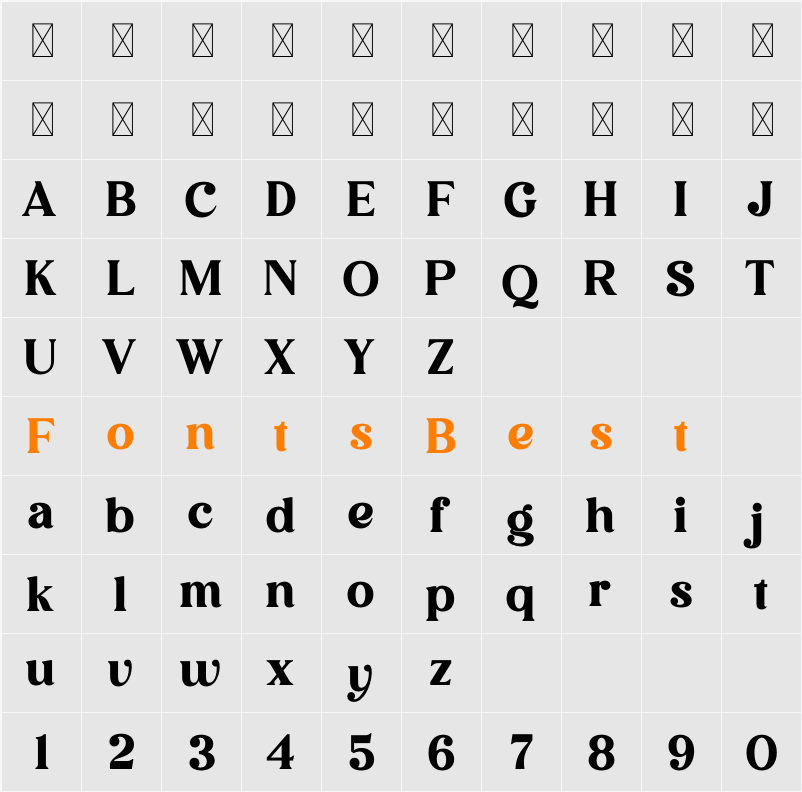 Avigea Character Map