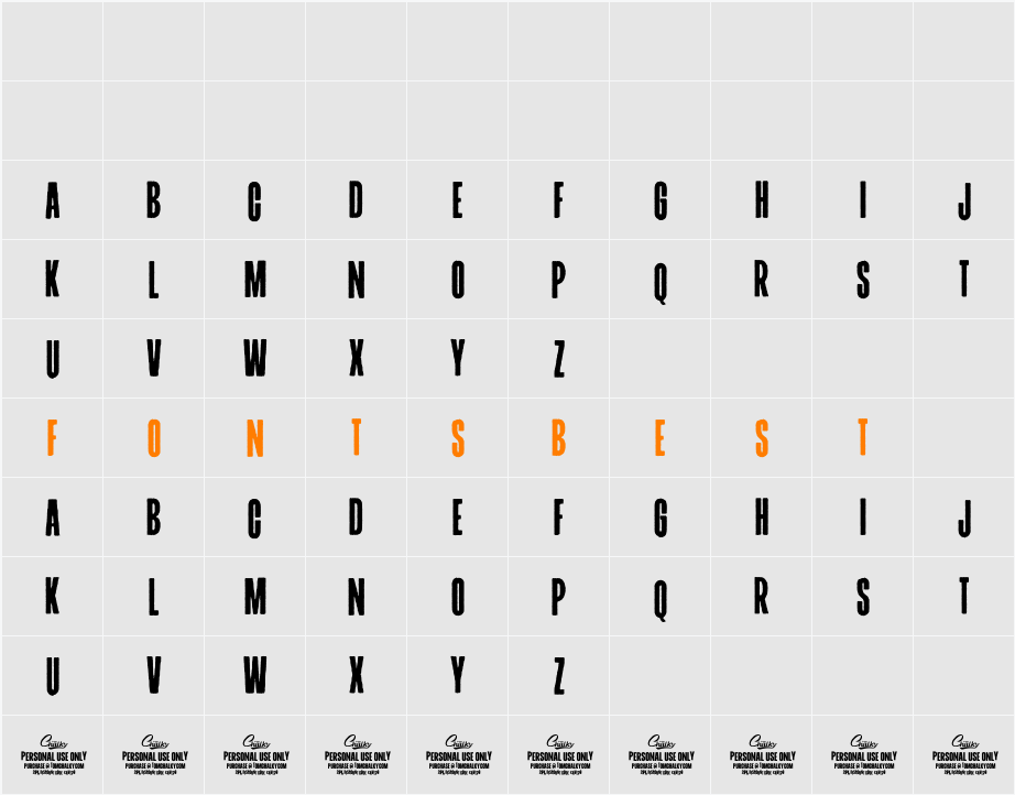 TCHeadlinerPrint-CondBold Character Map