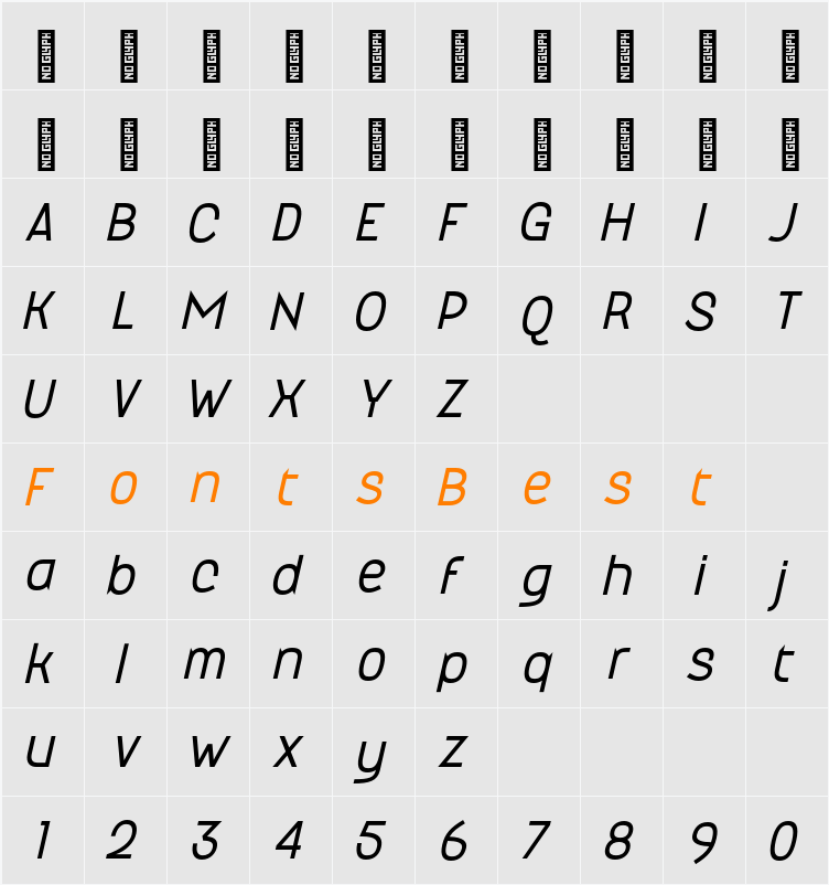 Maduratna Light Italic Character Map