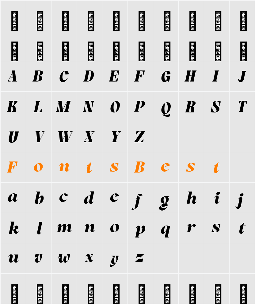 Rogik Black Italic Character Map