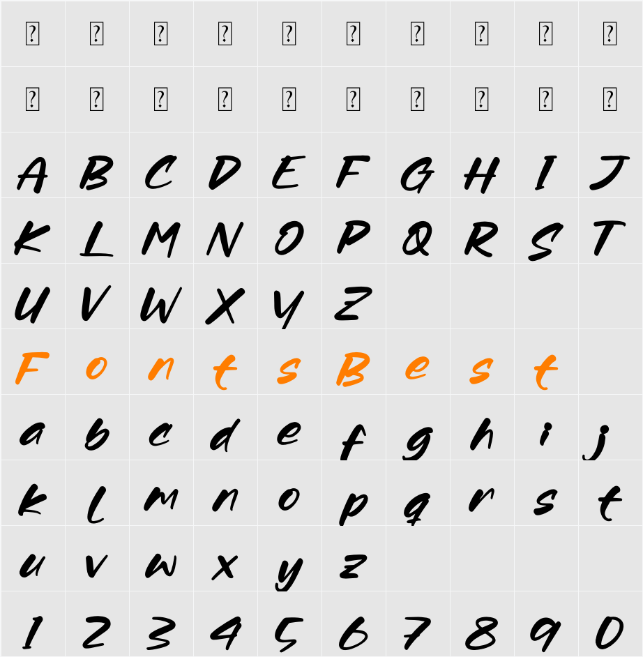 Roskery Character Map
