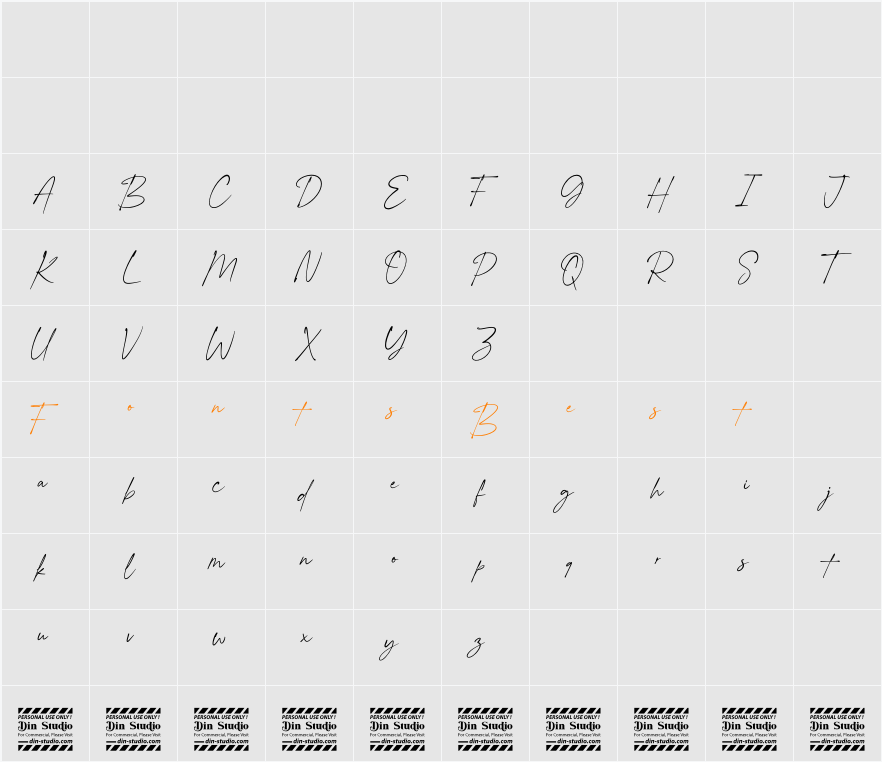 Brighter Sunday Personal Use Character Map