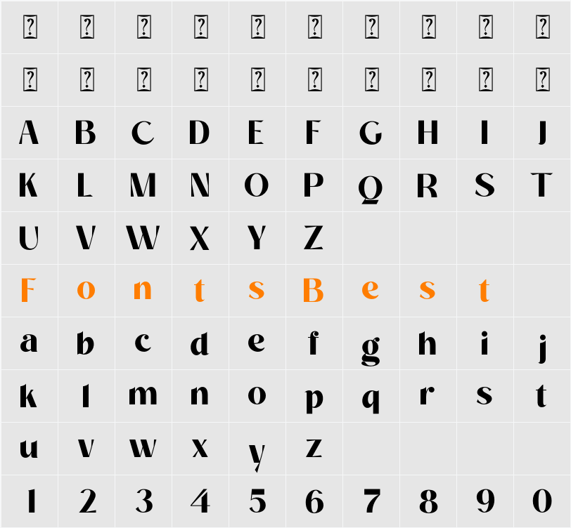 Acolate Character Map