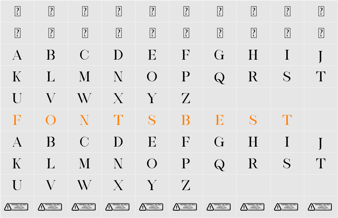Lovely PERSONAL USE ONLY! Character Map