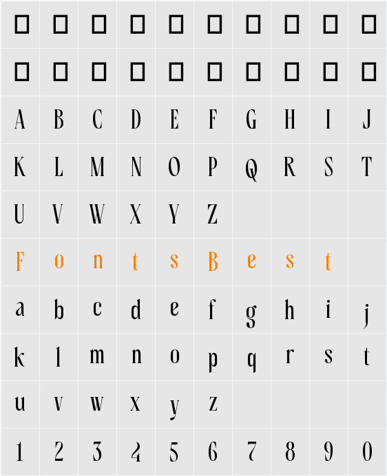 Rosseti Light Character Map