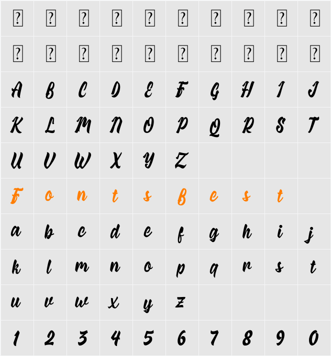 Quadrica Character Map