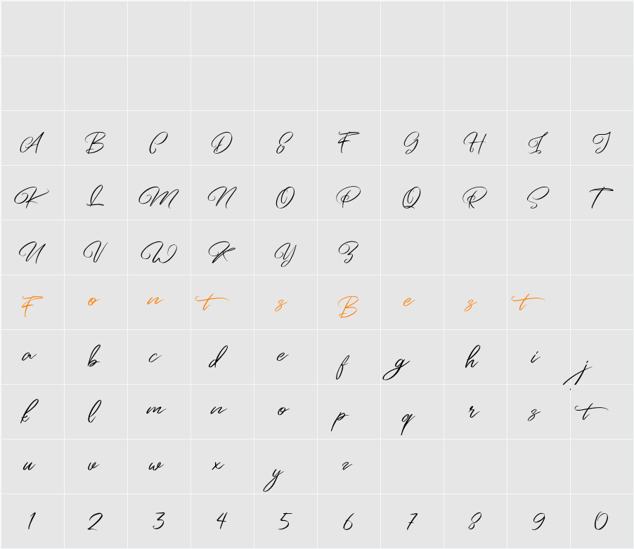 Artefellia Free Personal Use Character Map