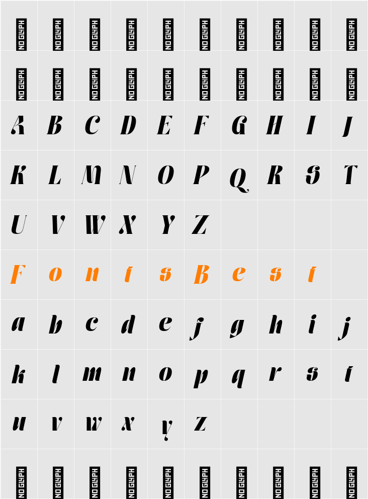 Moxtas Black Italic Character Map