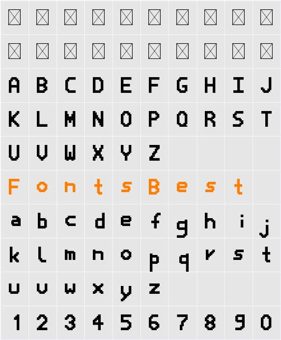 PixelPro 2P Character Map