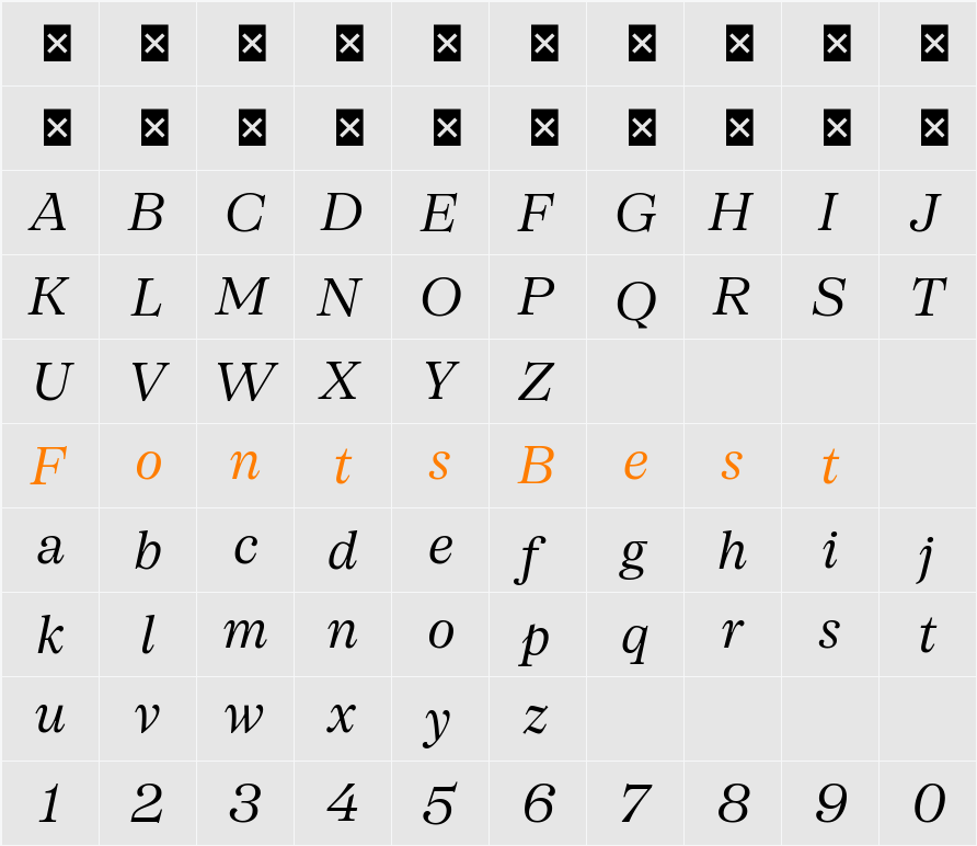 SFT Schrifted Serif TRIAL SH SH Character Map