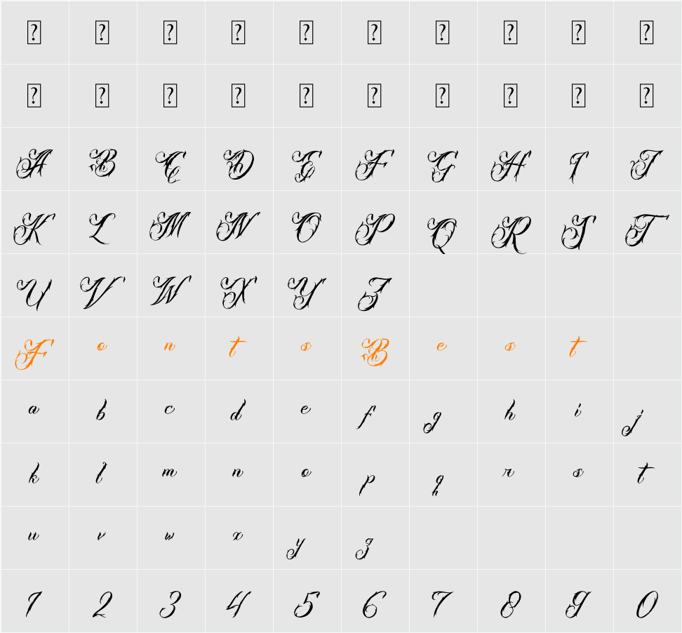 Misthycal Character Map