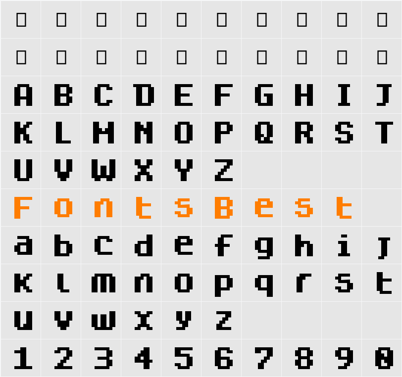 Dogica Pixel Character Map