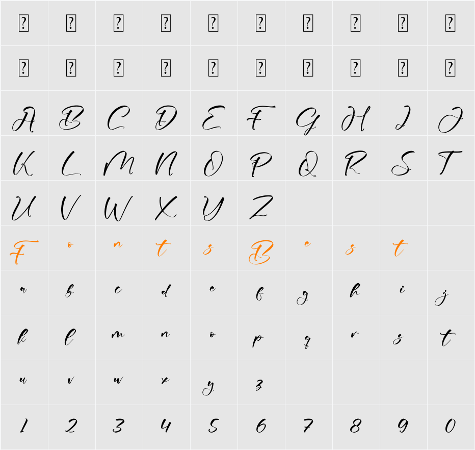 Mecknight Character Map