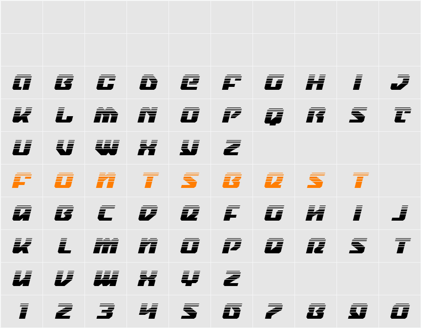 Legacy Cyborg 2 Halftone Ital Character Map