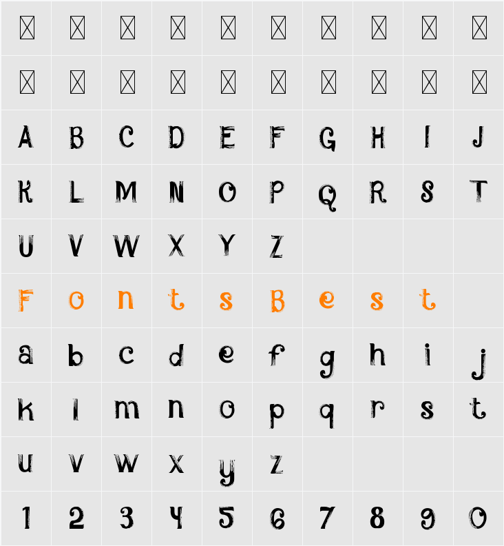 Brush Blitz One Character Map