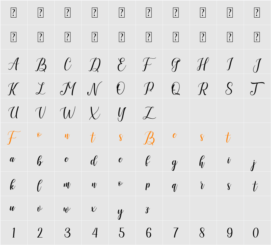 Angestina Character Map
