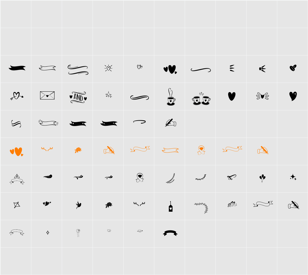 Blustina Extras Character Map