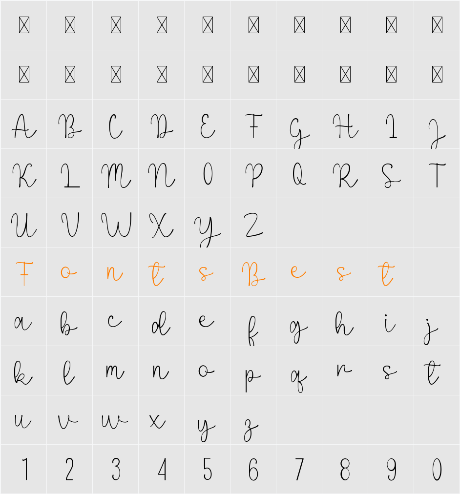 Bestiana Character Map