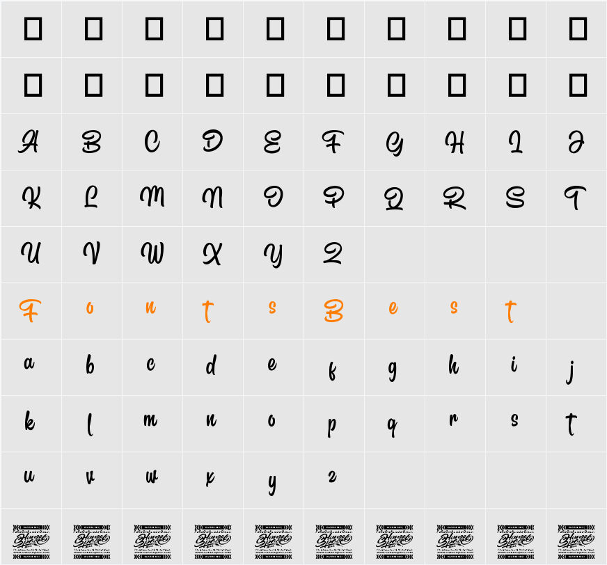 Rowsthin Character Map