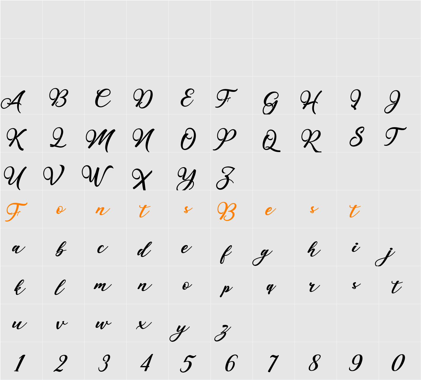 Maulie Script Character Map
