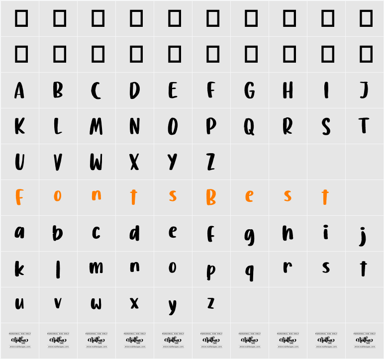 Billion Sunsets Character Map