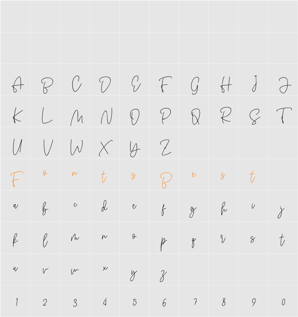 Antouk Slant Personal Use Character Map