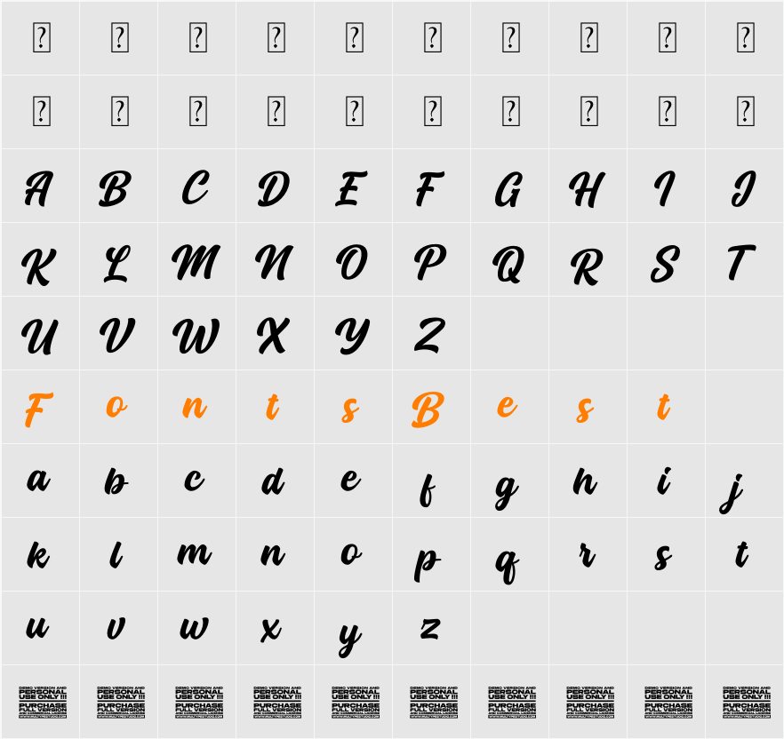 Backly Highs Character Map