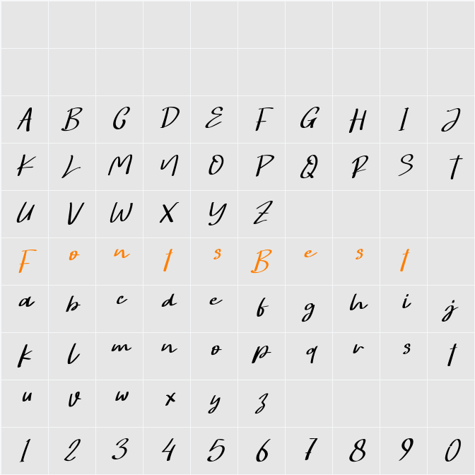 Hongkong Script Italic - Person Character Map