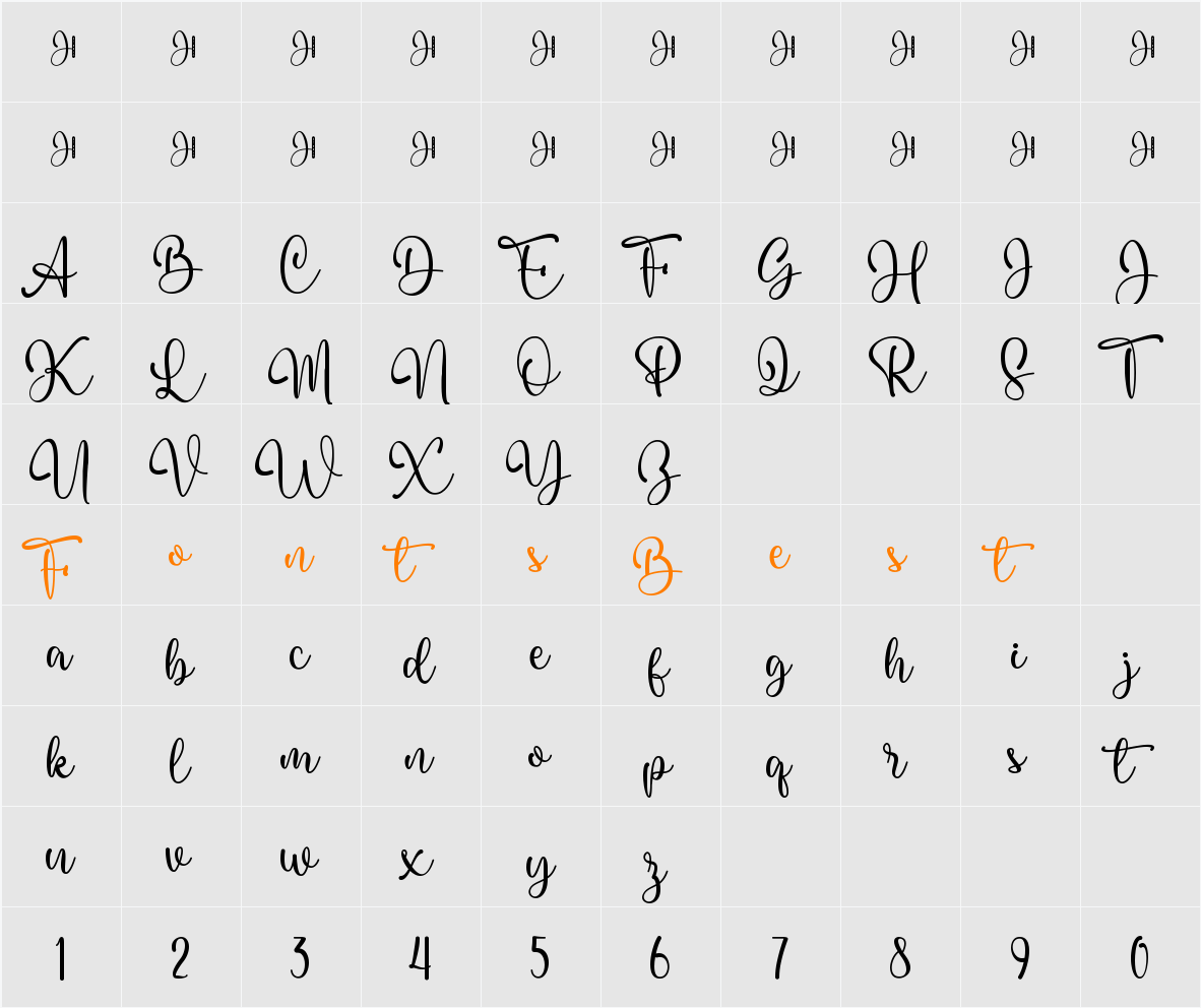 Hello Baby Karl Script Character Map