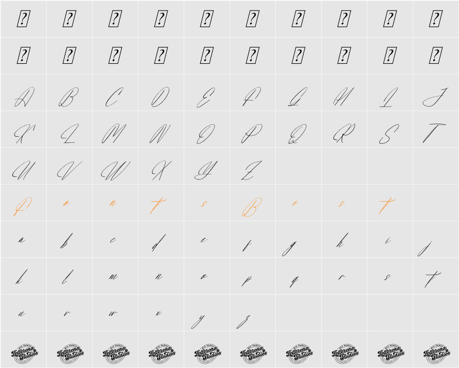 Modena Prestige DEMO VERSION Character Map