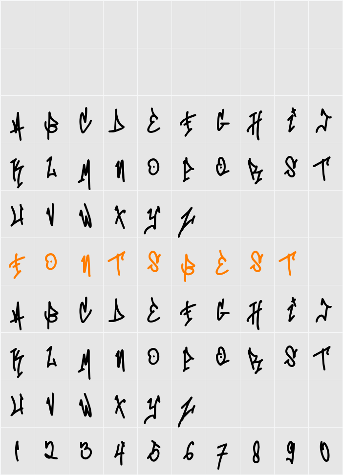Mono Seahorse Graffiti Character Map