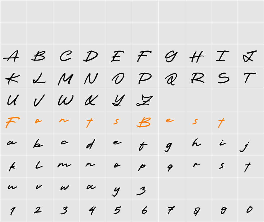 Kingshare Character Map