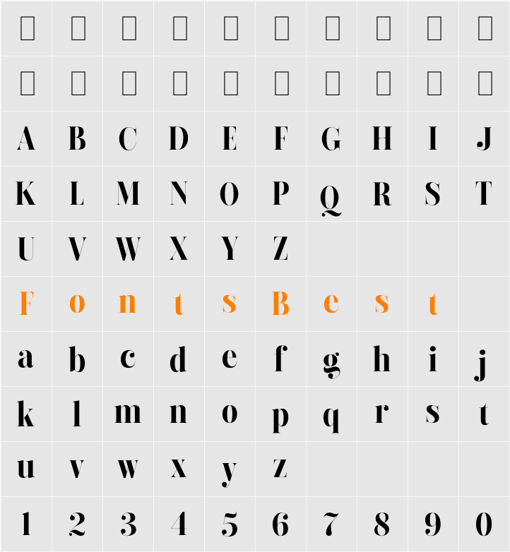 Regione Character Map