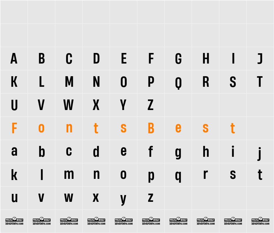 Heading Now Trial 55 Medium Character Map