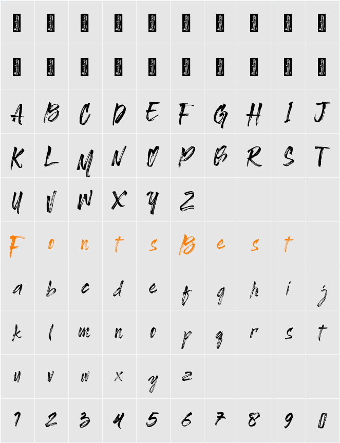 Brushbress Character Map