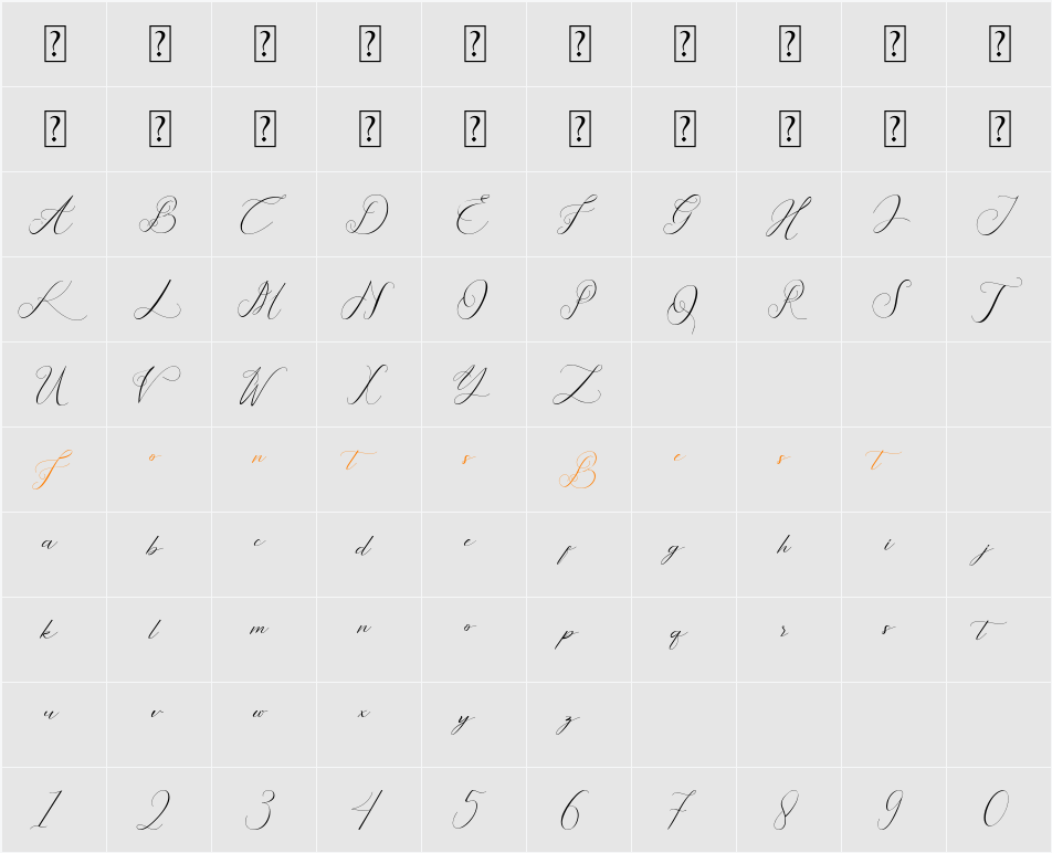 Montany Character Map
