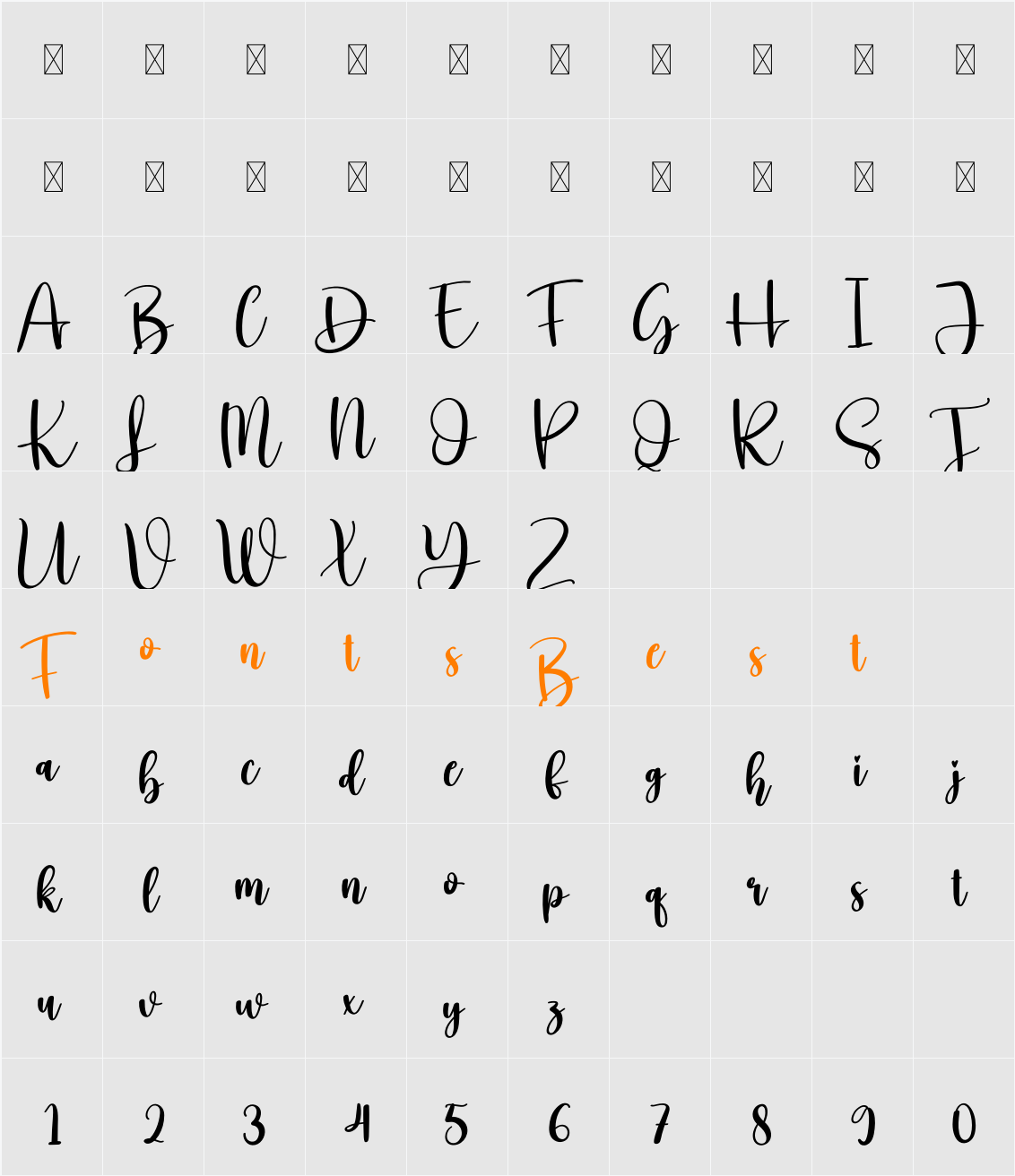 Blubbery Character Map