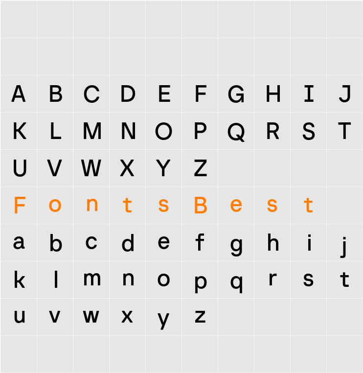Baru Sans Demo Med Character Map