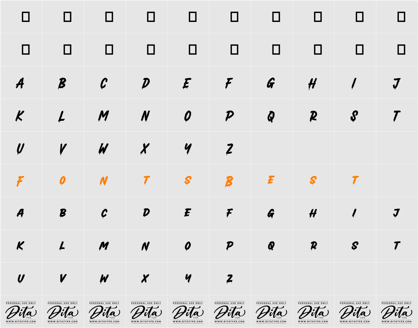 Brush Drops Character Map