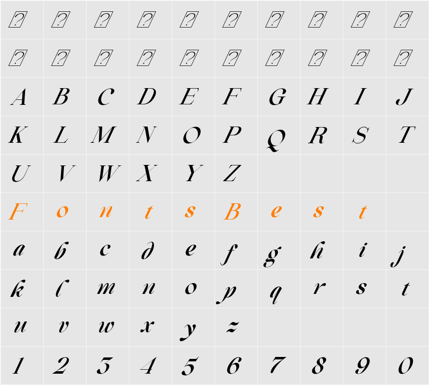Beautiful Comethrue Demi Bold Condensed Character Map