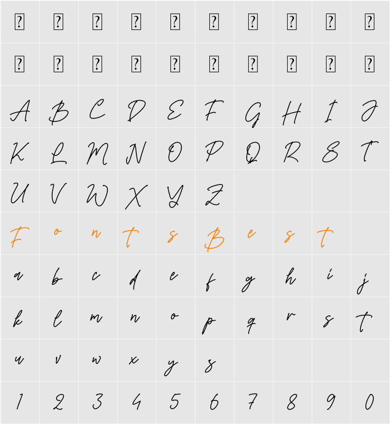 Barsdeya Character Map