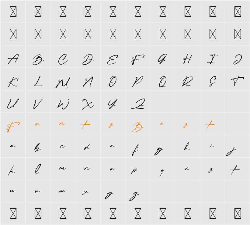 Checkbold Character Map