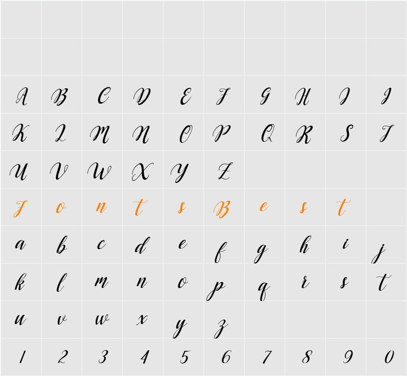 Angellie Script Character Map