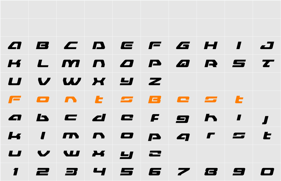 Furian Expanded Italic Character Map