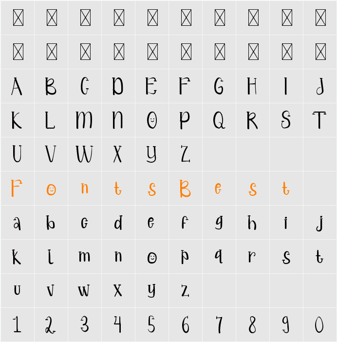 AdoorablyFont Character Map