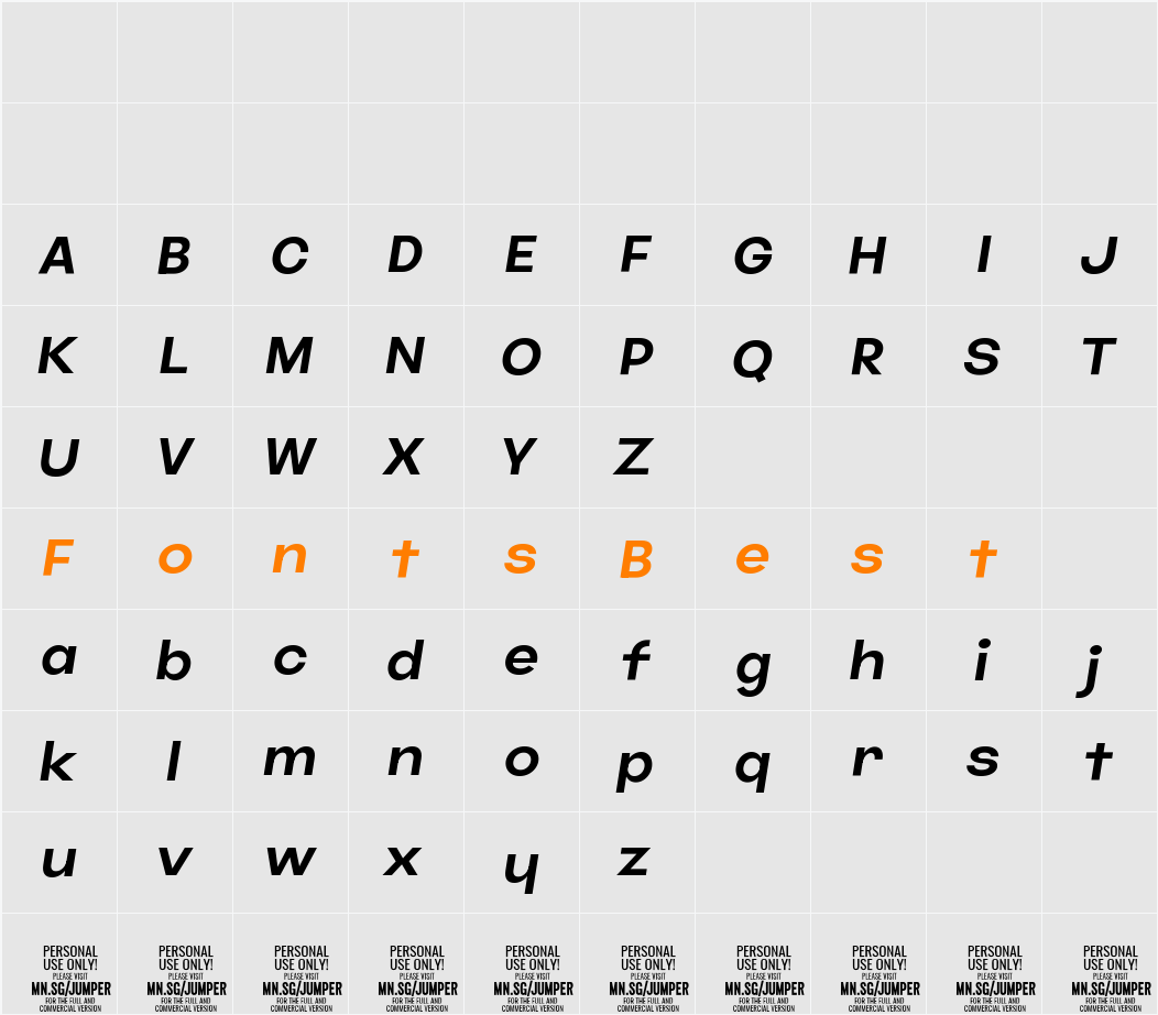 Jumper PERSONAL USE ONLY Character Map