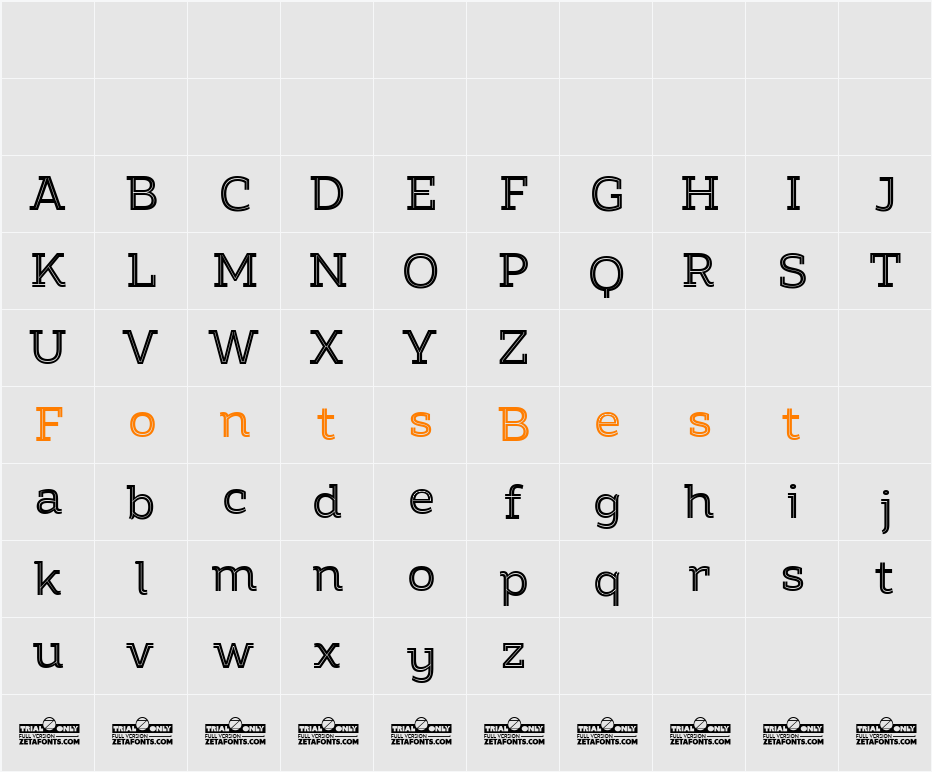 Amazing Slab Trial Inline Medium Character Map