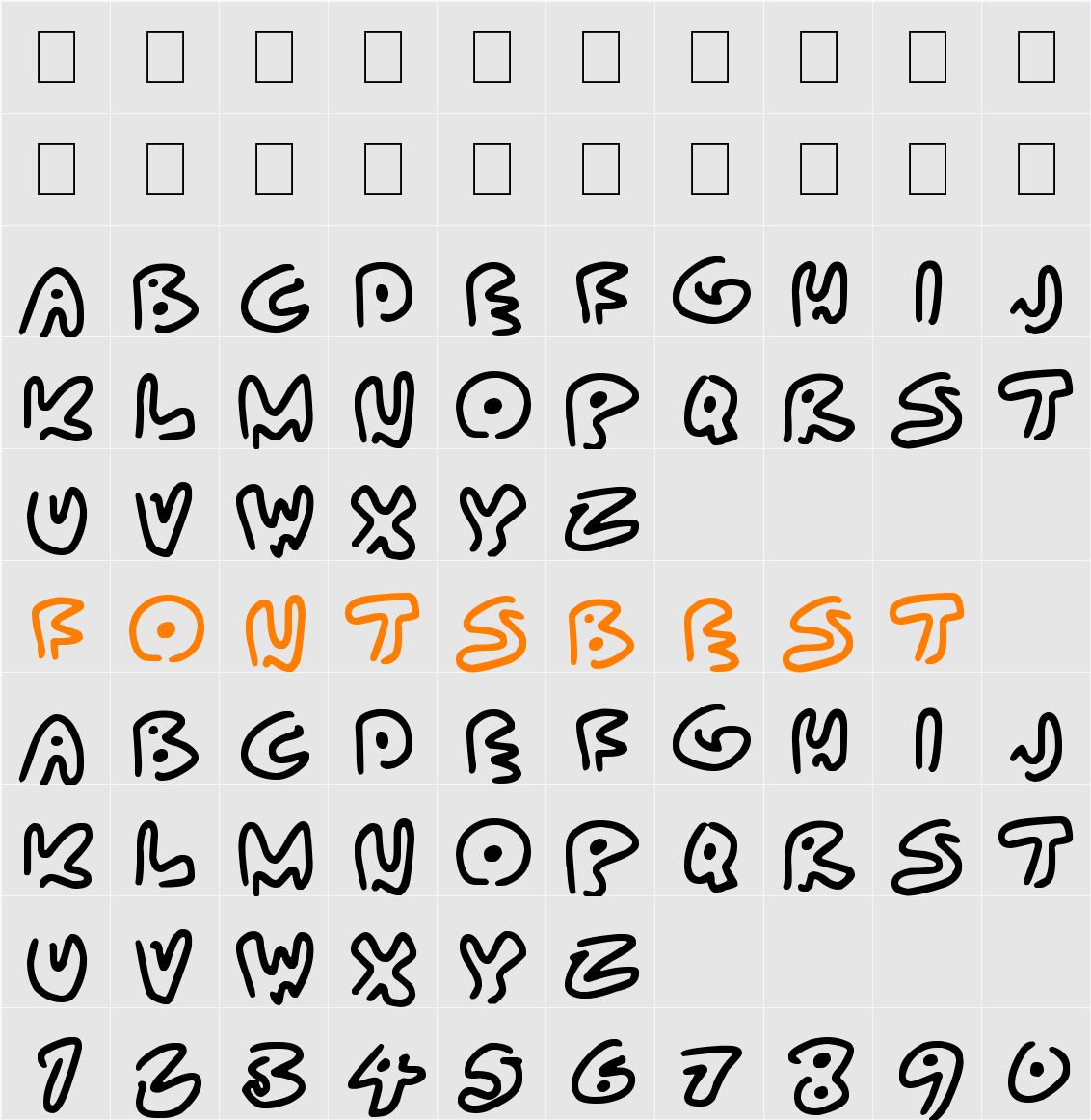 Almost Outlines Character Map