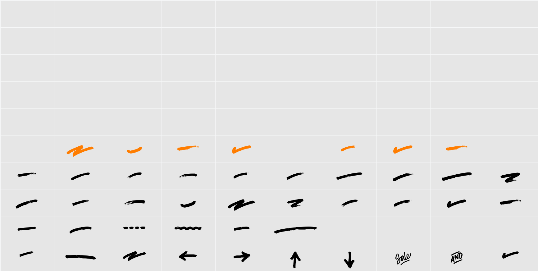 TAGLINER Swash Character Map